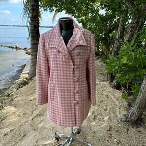 Vintage Chadwicks Houndstooth Over Coat Double Breasted Size 14